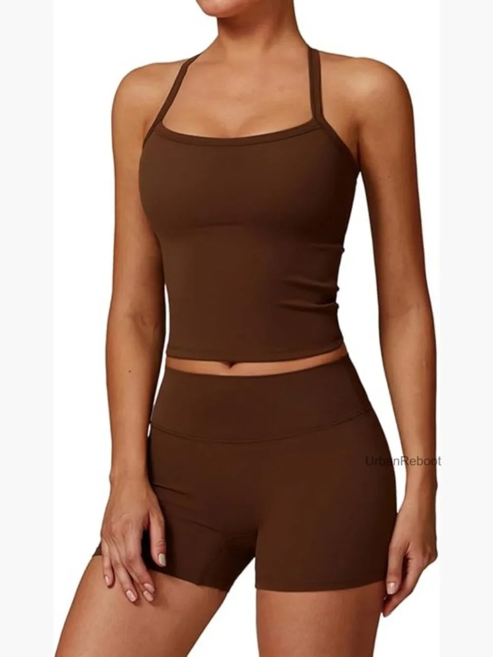 Two Piece Workout Sets Tank Top High Waist Booty Shorts Gym Yoga Active Wear